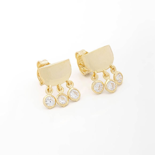 BR-02297 BRINCO BANHADO A OURO 18K COM DESIGN GEOMÉTRICO E PINGENTES