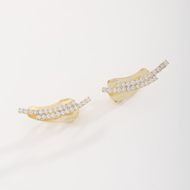 BR-02766 BRINCO EAR CUFF COM DUAS FILEIRAS EM ZIRCÔNIAS