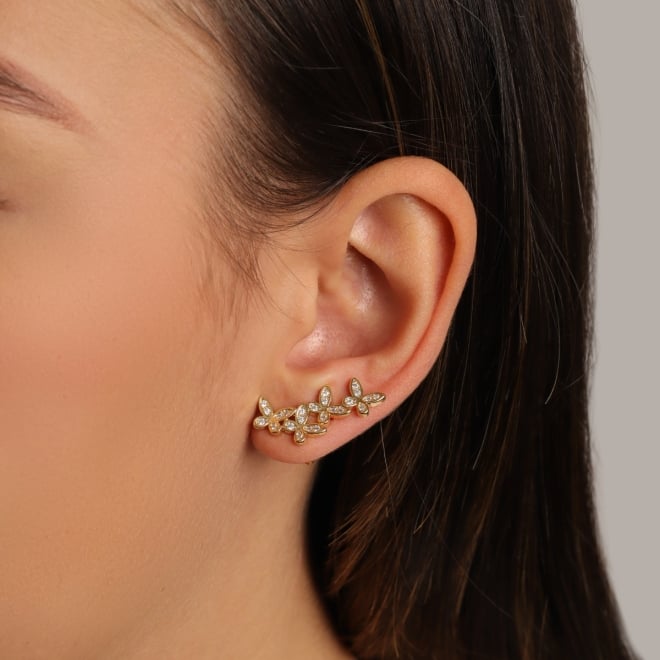 BR-02836 BRINCO MODELO EAR CUFF COM DESIGN DE BORBOLETAS CRAVEJADAS