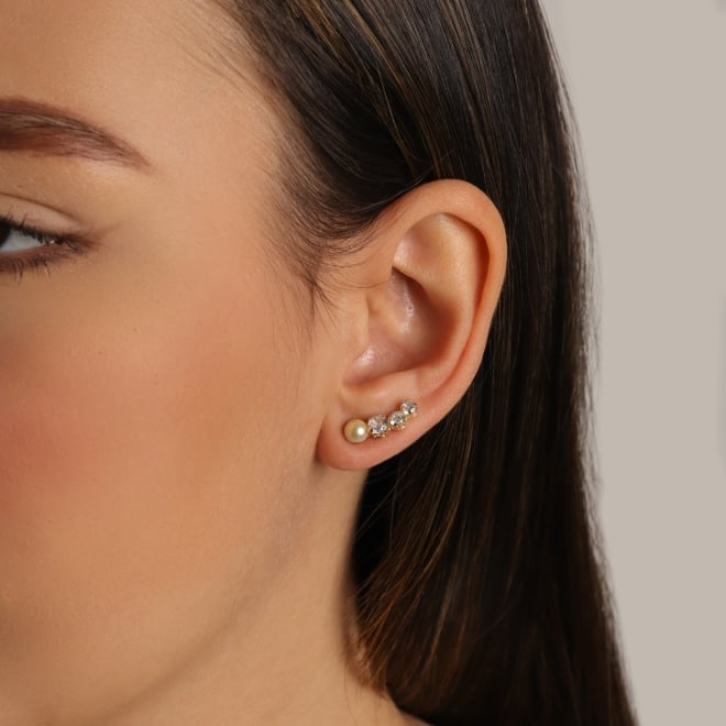BR-02864 BRINCO BANHADO A OURO 18K COM DETALHE EM PÉROLA E ZIRCÔNIAS