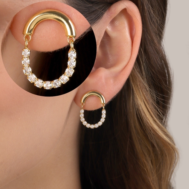 BR-02968 BRINCO BANHADO A OURO 18K COM DESIGN OVAL CONTEMPORÂNEO