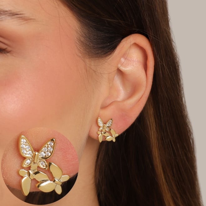 BR-03052 BRINCO BANHADO A OURO 18K COM DESIGN DE BORBOLETAS