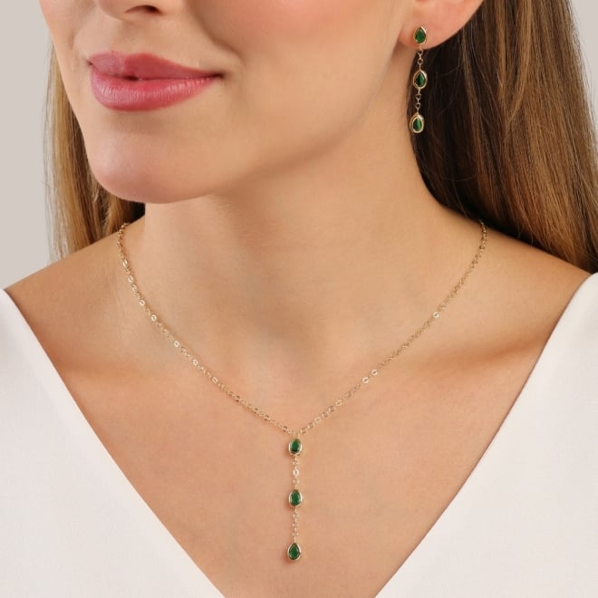 GR-02283 COLAR BANHADO A OURO 18K COM PINGENTE EM FORMATO DE GOTA E DETALHES DELICADOS COM PEDRAS COLORIDAS