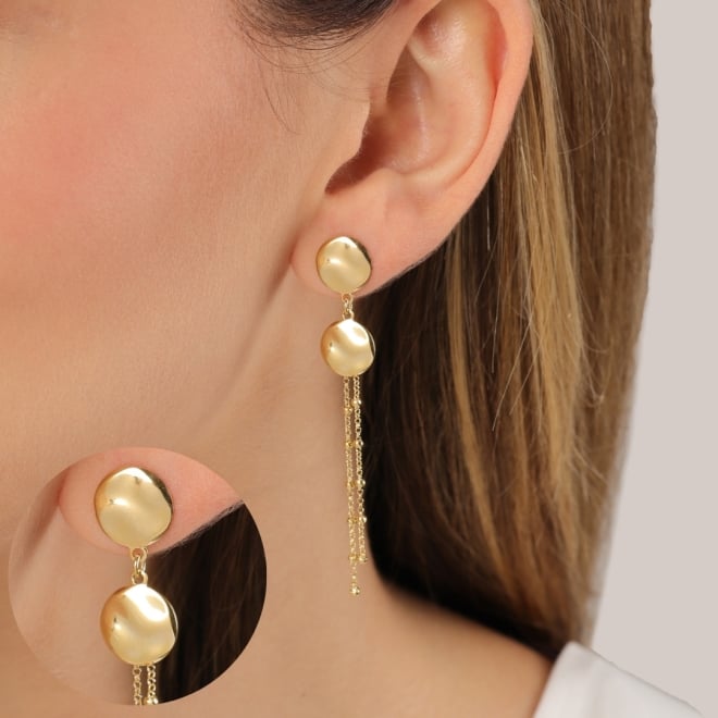 BR-03094 BRINCO BANHADO A OURO 18K COM DESIGN EM DISCOS ORGÂNICOS