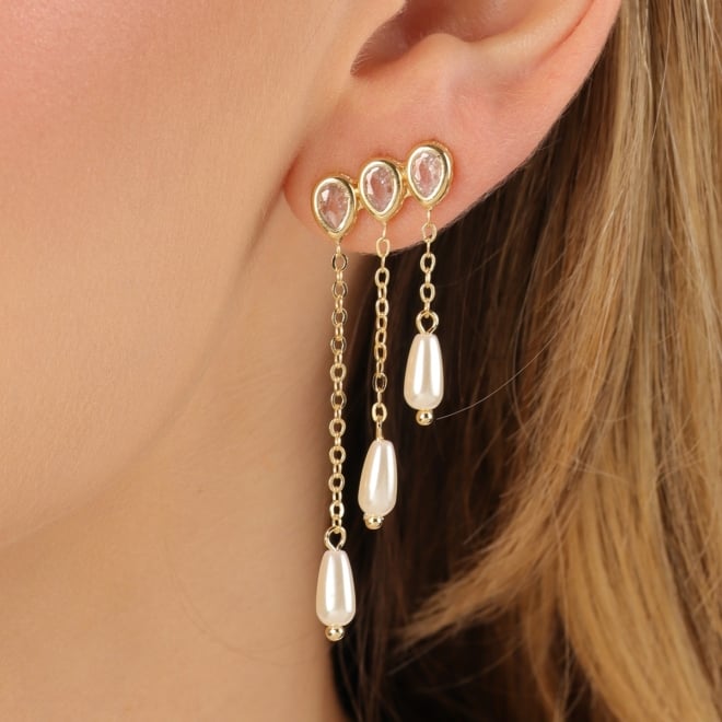BR-03103 BRINCO BANHADO A OURO 18K COM ZIRCÔNIA E PÉROLA