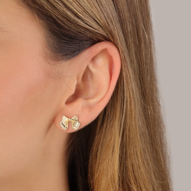 BR-03136 BRINCO BANHADO A OURO 18K DE LAÇO COM DETALHES EM ZIRCÔNIAS