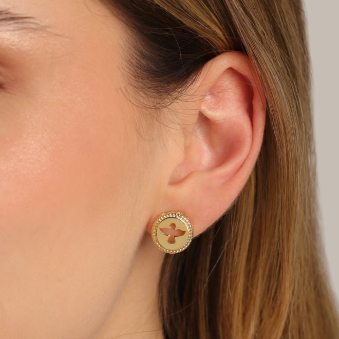 BR-03148 BRINCO BANHADO A OURO 18K REDONDO COM DETALHE DO ESPÍRITO SANTO