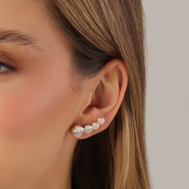 BR-03199 BRINCO DESIGN EAR CUFF E ZIRCÔNIAS REDONDAS