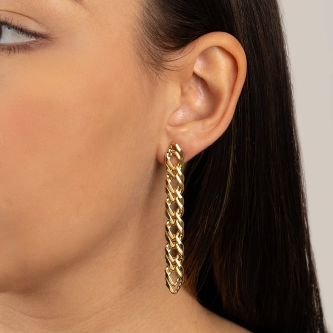 BX-0281 BRINCO BANHADO A OURO 18K COM DESIGN EM CORRENTE ESTILO ELO ENTRELAÇADO