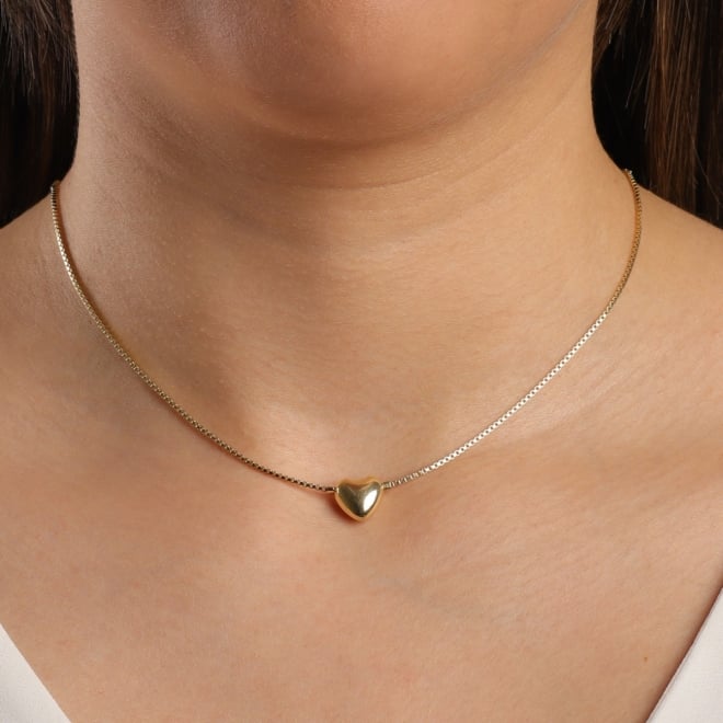 CH-0001 COLAR BANHADO A OURO 18K CHOKER VENEZIANA E PINGENTE DE CORAÇÃO