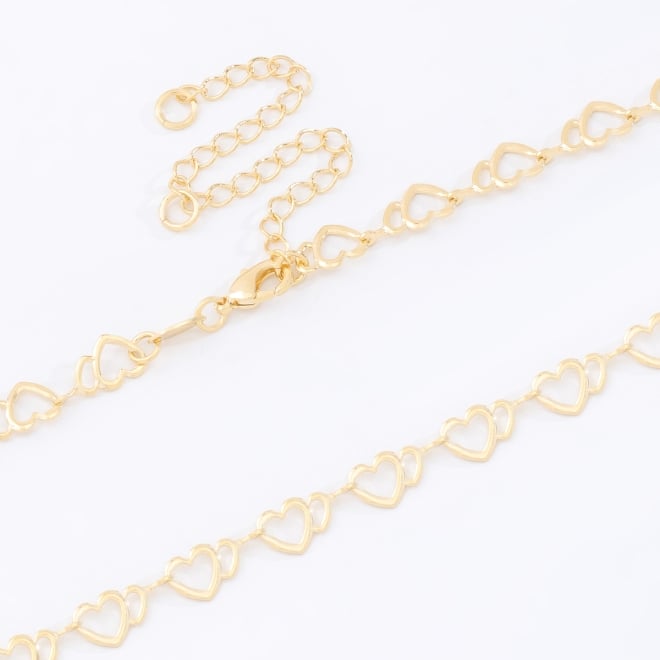 CH-0009 COLAR BANHADO A OURO 18K COM ELOS EM FORMATO DE CORAÇÃO
