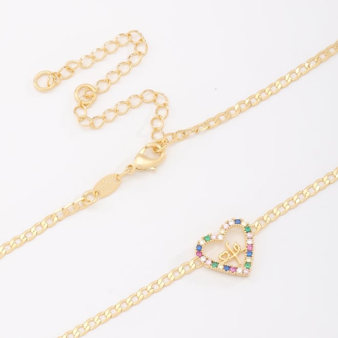 CH-0071 CHOKER COM PINGENTE DE CORAÇÃO EM ZIRCÔNIAS E DETALHE VAZADO