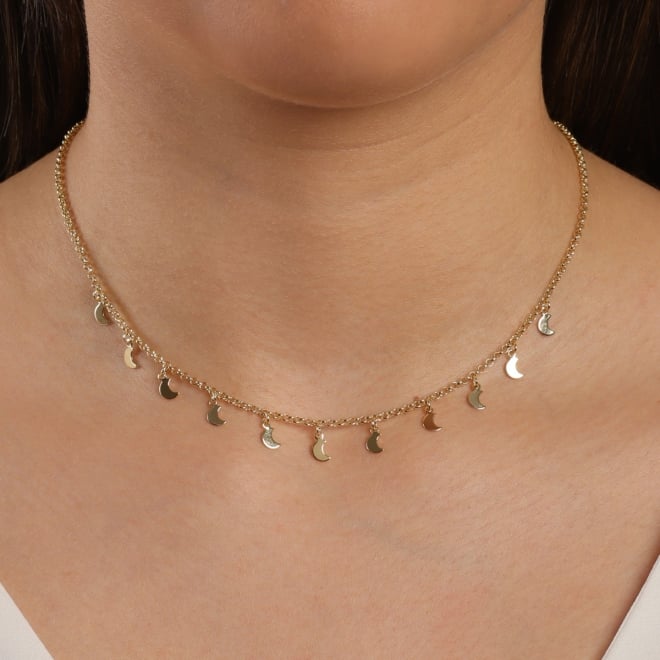 CH-0111 CHOKER COM PINGENTES DE LUA CRESCENTE