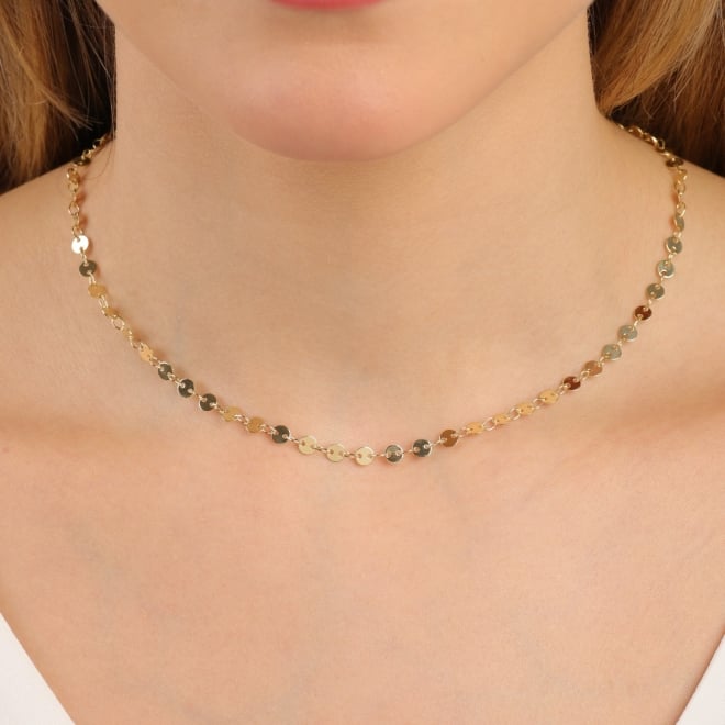 CH-0127 CHOKER BANHADA A OURO 18K COM DETALHES EM PLAQUINHAS.