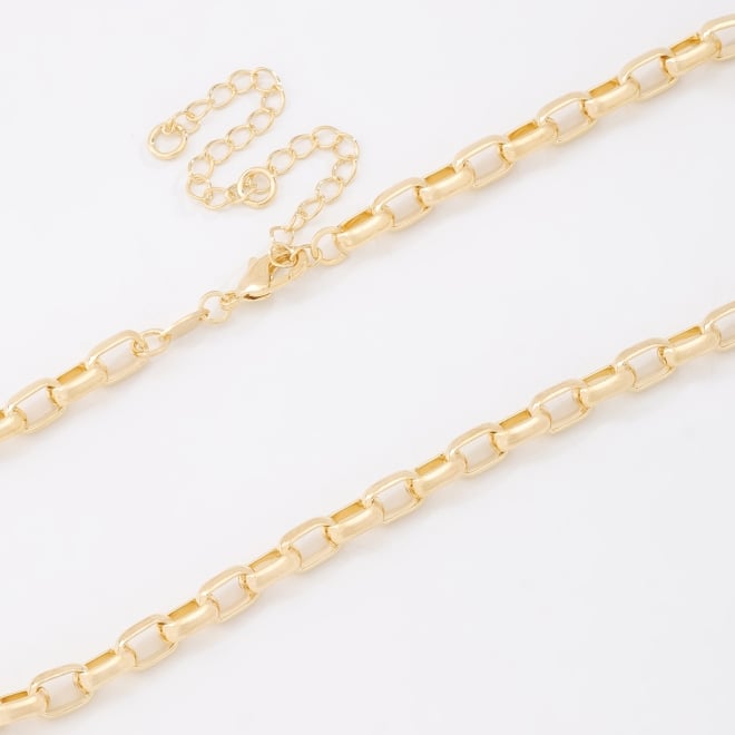 CH-0157 CHOKER BANHADA A OURO 18K COM CORRENTE EM ELOS ALONGADOS E ACABAMENTO POLIDO