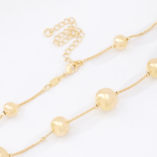 CH-0174 CHOKER BANHADA A OURO 18K COM ESFERAS INTERCALADAS EM CORRENTE DELICADA