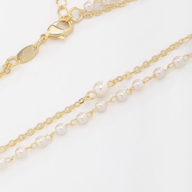 CH-0194 CHOKER COM P&Eacute;ROLAS DESIGN EM DUPLA CAMADA 