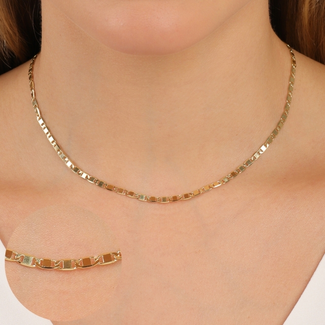 CH-0238 CHOKER BANHADA A OURO 18K COM CORRENTE EM ELOS PIASTRINE