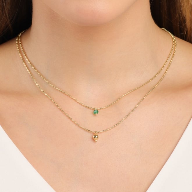 CH-0252 CHOKER BANHADO A OURO 18K COM CORRENTE DE ESFERAS E PINGENTE