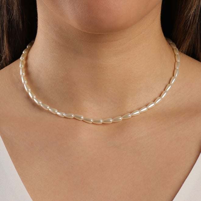CH-0268 CHOKER BANHADA A OURO 18K COM PÉROLAS EM FORMATO ALONGADO