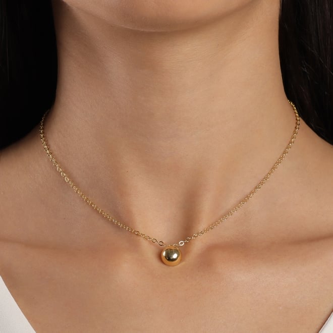 CH-0276 CHOKER BANHADA A OURO 18K COM ESFERA CENTRAL POLIDA E CORRENTE DELICADA