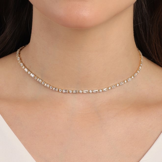 CH-0310 CHOKER BANHADO A OURO 18K CRAVEJADO COM ZIRCÔNIAS