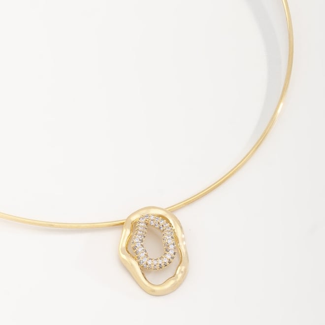 CH-0324 CHOKER COM PINGENTE ORGÂNICO EM ZIRCÔNIAS