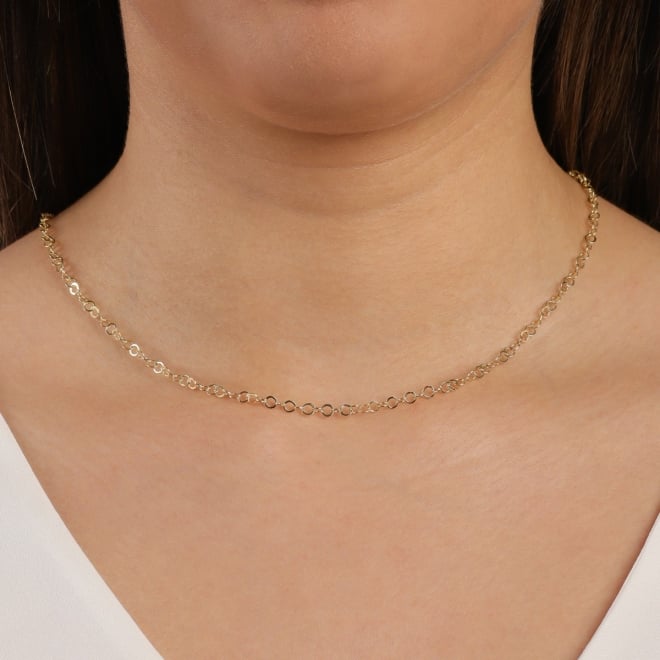 CH-0334 COLAR BANHADO A OURO 18K COM CORRENTE DE ELOS REDONDOS INTERCALADO