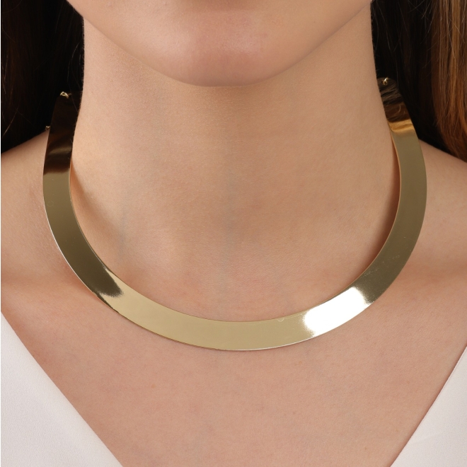 CH-0346 CHOKER BANHADA A OURO 18K COM DESIGN LISO