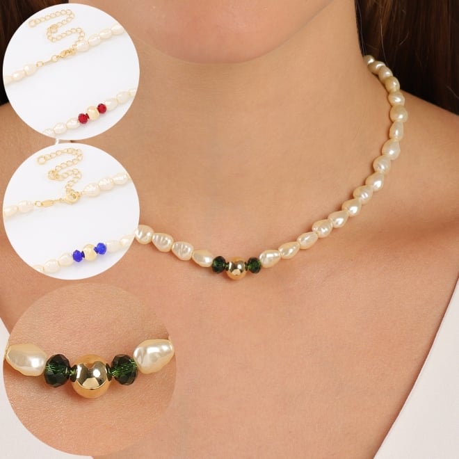 CH-0352 CHOKER BANHADA A OURO 18K COM PÉROLAS