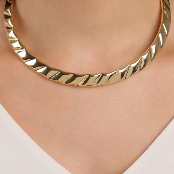 CH-0365 CHOKER BANHADO A OURO 18K COM DESIGN ORGÂNICO