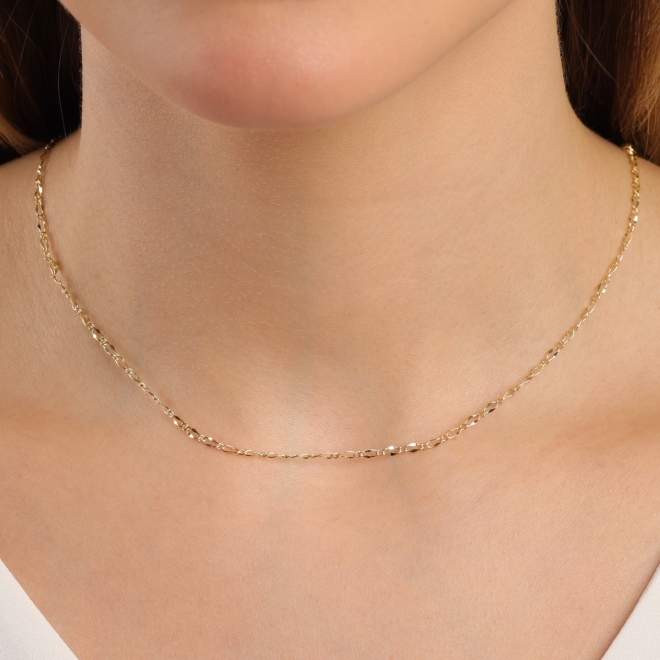 CH-0371 CHOKER COM CORRENTE DELICADA E ELOS INTERCALADOS
