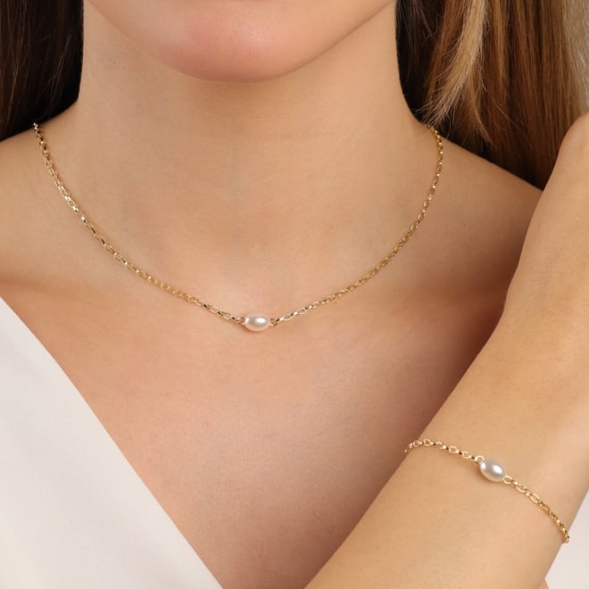 CH-0372 CHOKER BANHADO A OURO 18K COM PÉROLA