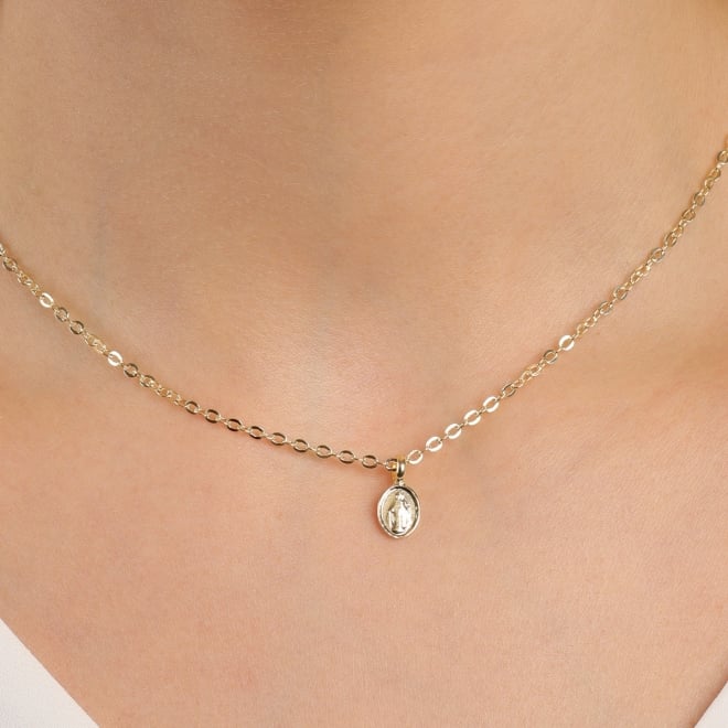 CH-0373 CHOKER BANHADA A OURO 18K COM MEDALHA OVAL DE N. S. DAS GRAÇAS