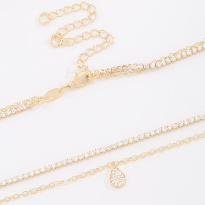 CH-0382-CHOKER BANHADA A OURO 18K COM CORRENTE ERIVIERA