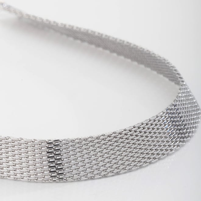 CHB-0254 CHOKER BANHADO A RÓDIO COM MALHA ENTRELAÇADA