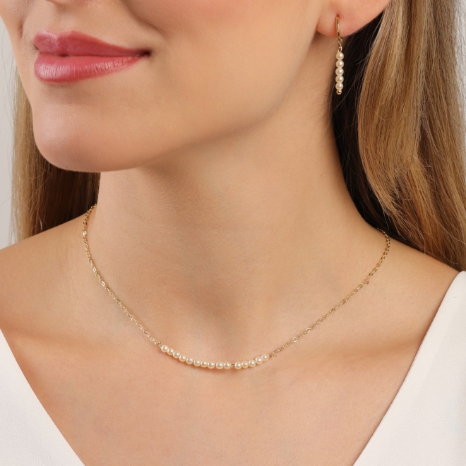 CI-00095 CONJUNTO BANHADO A OURO 18K COM DETALHES EM PÉROLAS