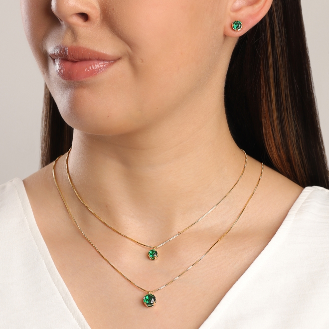 CJ-00039 CONJUNTO BANHADO A OURO 18K COM PONTOS DE LUZ E DUPLA CORRENTE 