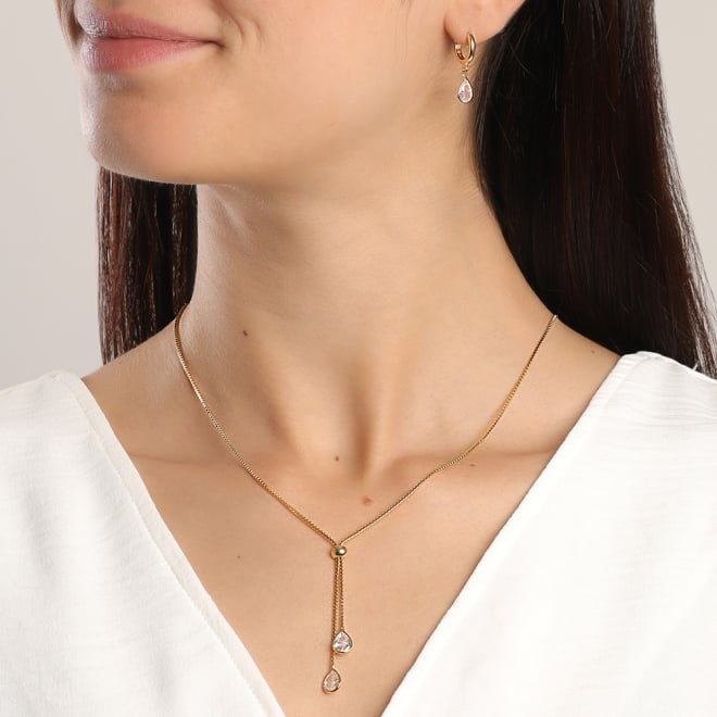 CJ-00150 CONJUNTO COM DESIGN DE GOTA EM ZIRCÔNIAS LAPIDADAS
