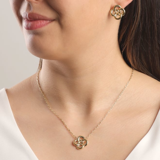 CJ-00194 CONJUNTO BANHADO A OURO 18K COM DESIGN ENTRELAÇADO