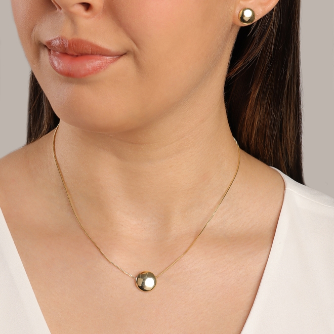 CJ-00223 CONJUNTO BANHADO A OURO 18K COM FORMATO REDONDO