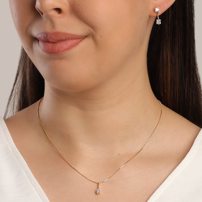 CJ-00336 CONJUNTO COM ZIRCÔNIAS QUADRADAS LAPIDADAS