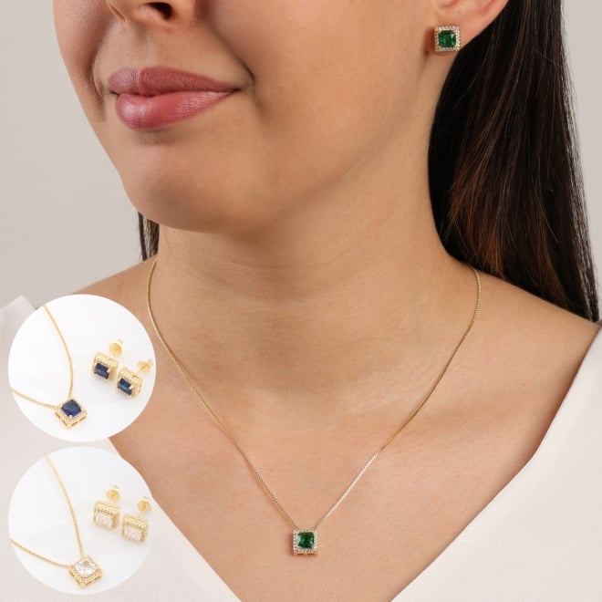 CJ-00360 CONJUNTO COM DESIGN QUADRADO EM ZIRCÔNIAS