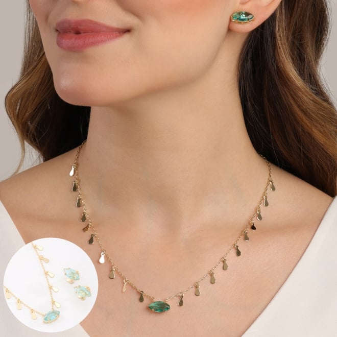 CJ-00363 CONJUNTO BANHADO A OURO 18K COM DESIGN MODERNO EM FORMATO NAVETE