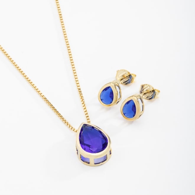CJS-00012 CONJUNTO COM PEDRAS EM FORMATO DE GOTA 