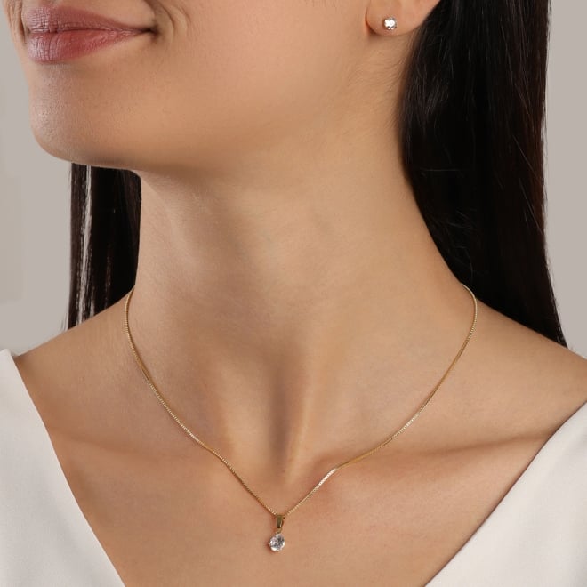 CJS-00058 CONJUNTO BANHADO A OURO 18K COM PINGENTE DE ZIRCÔNIA