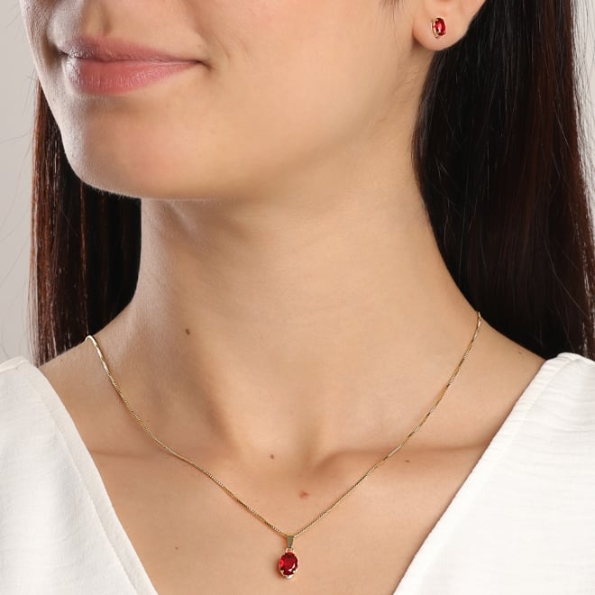 CJS-00064 CONJUNTO BANHADO A OURO 18K COM PEDRA OVAL LAPIDADA