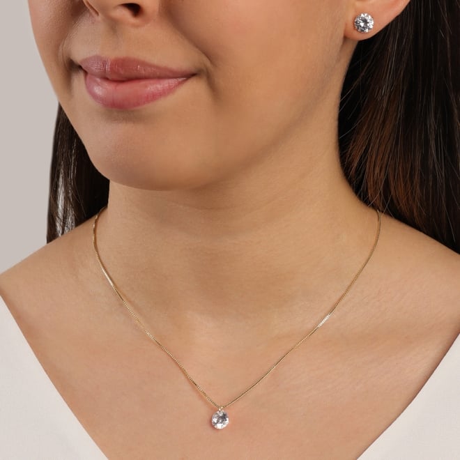 CJS-00065 CONJUNTO BANHADO A OURO 18K COM COLAR E BRINCOS PONTO DE LUZ