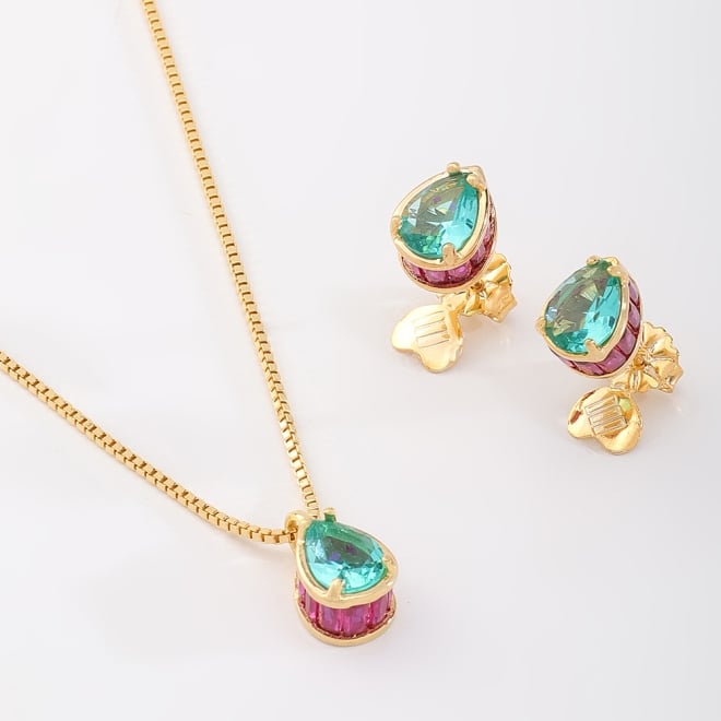 CJX-00041 CONJUNTO COM GOTA EM ZIRCÔNIA