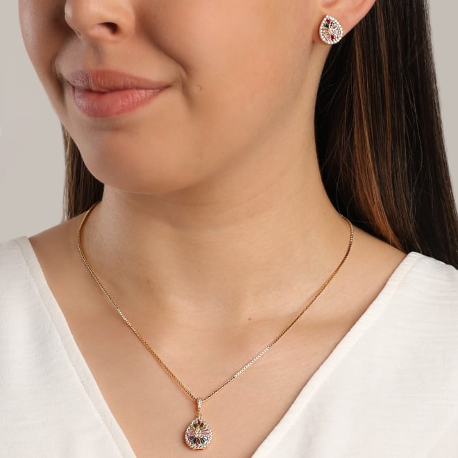 CJX-00055 CONJUNTO GOTA CRAVEJADO EM ZIRCÔNIAS COLORIDAS